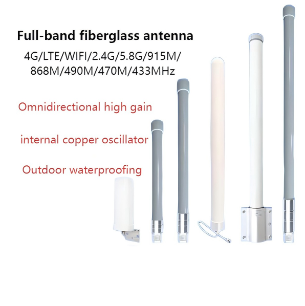 433m/868/915MHz Outdoor Omnidirectional 4G/2.4/5.8G/WiFi Waterproof High-Gain Fiberglass Antenna